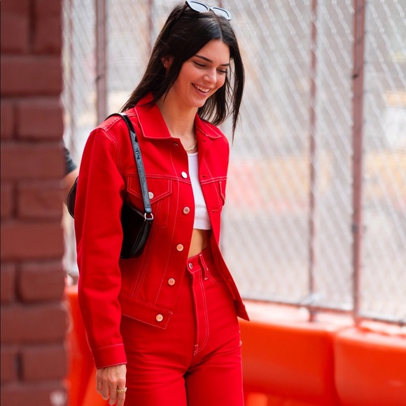 COPY - Red Denim Jacket (Good quality) - Size S - (Tagged zara for exposure) - Picture 3 of 5